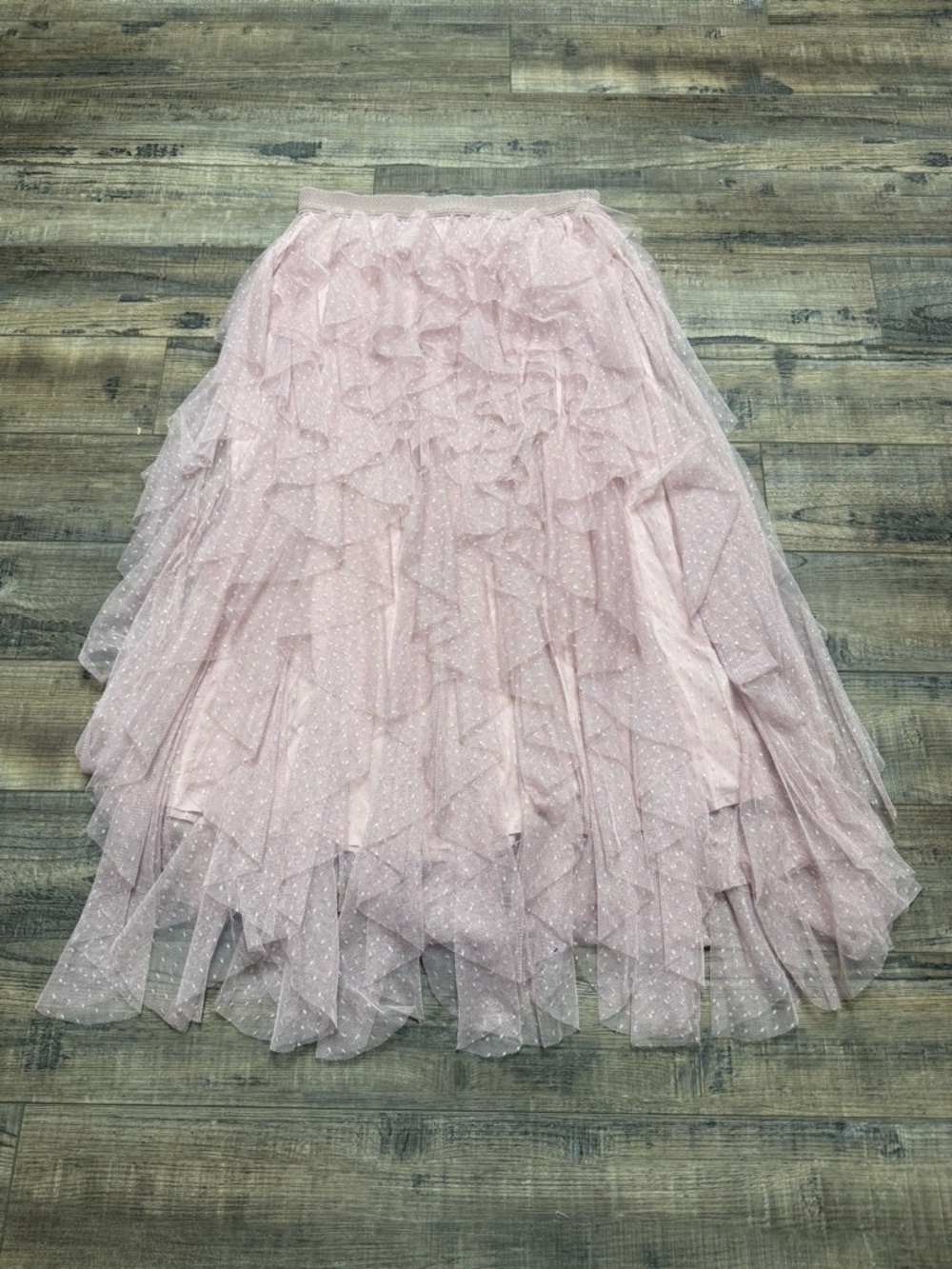 Anthropologie The Cheri Tulle Midi Dusty Pink Layered Skirt Women's Size Small